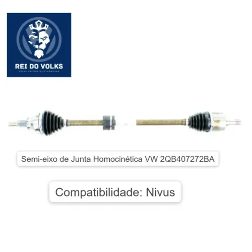Semi-eixo de Junta Homocinética VW 2QB407272BA, Nivus 