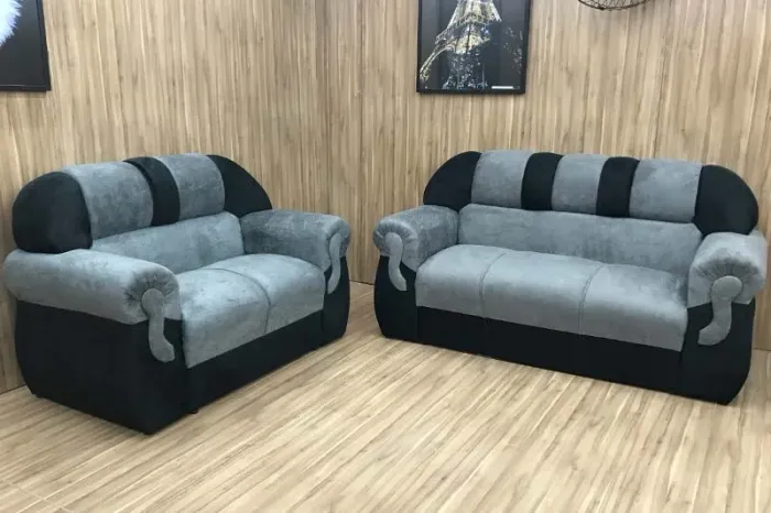 Sofá 2 e 3 Lugares Cinza com Preto Paris a544