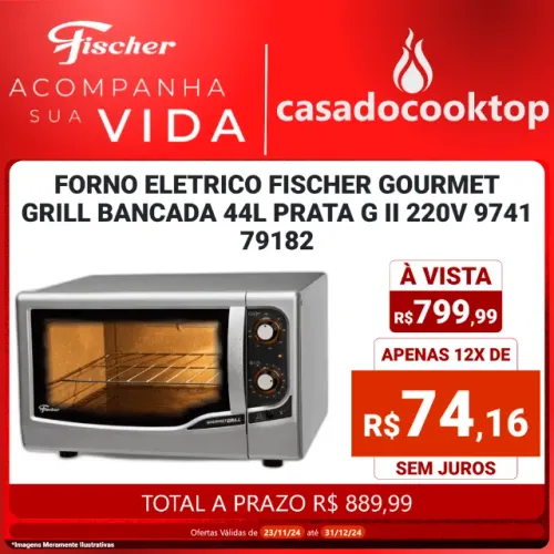 Forno Elétrico Fischer 44 Litros Gourmet Grill Prata 220V