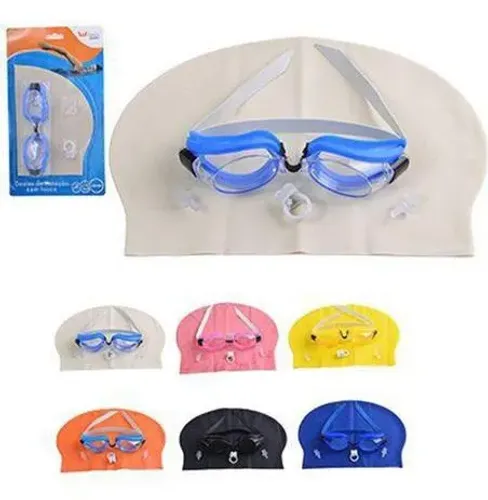 Kit Natacão C/ Oculos Touca Protetor De Ouvido E Nasal Wx434