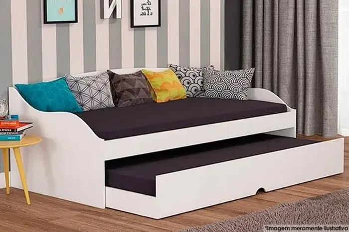 Cama com Auxiliar Solteiro 100%MDF r65