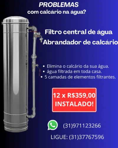 Filtro central abrandador de calcário