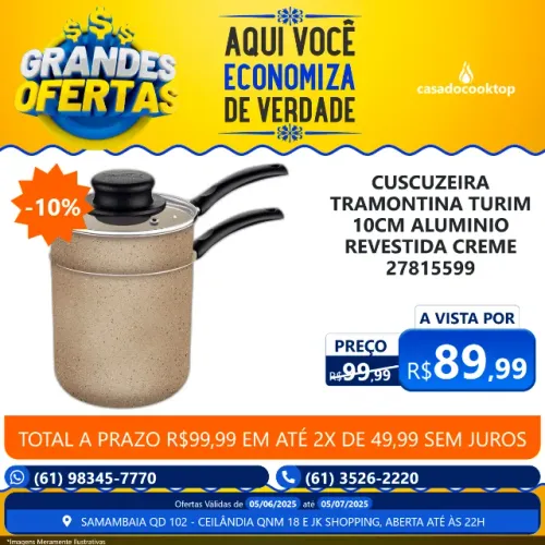 CUSCUZEIRA TRAMONTINA TURIM 10CM ALUMINIO REVESTIDA CREME 27815599