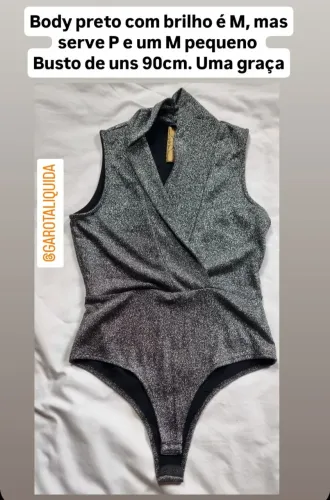 Body preto com brilho tamanho M pequeno 