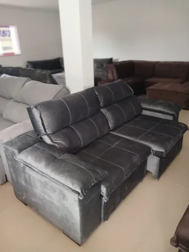 Sofá Cinza Modular Confortável - Novo 