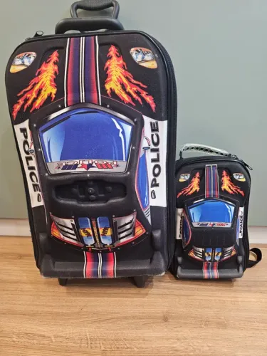 Conjunto de Mochila e Lancheira Infantil Police Hotwheels