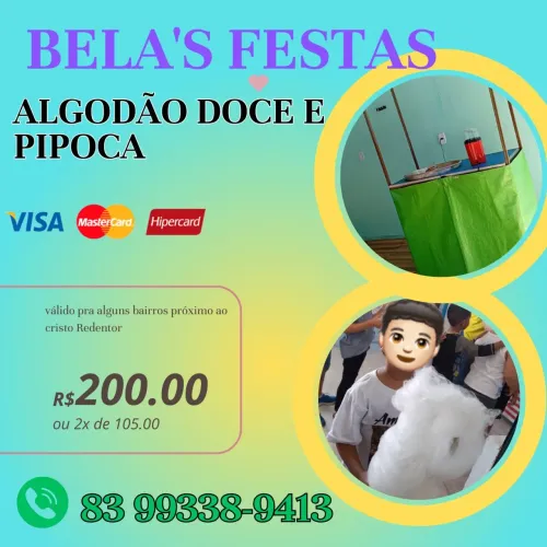 Algodão doce e pipoca