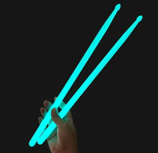 baqueta par de bateria prosperar fibra carbono azul neon brilho no escuro sempre achar fac