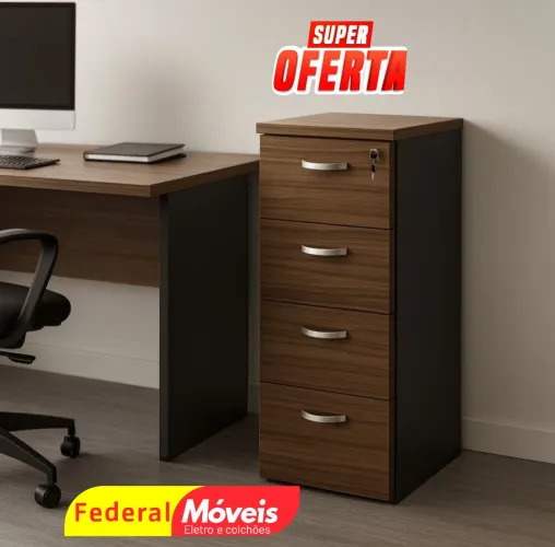 Armário Arquivo 4 Gavetas 1,27x0,46x0,42 - Compacto e funcional!