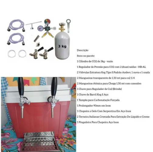 Chopeira a gelo artesanal + Kit completo extração de Chopp