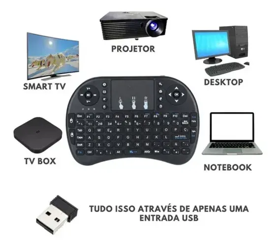 Mini Teclado Sem Fio Iluminado Usb