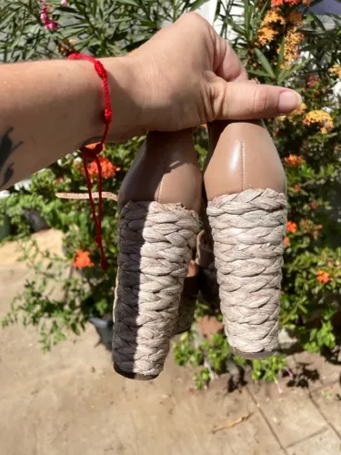 Sandália Salto Bloco Bege 