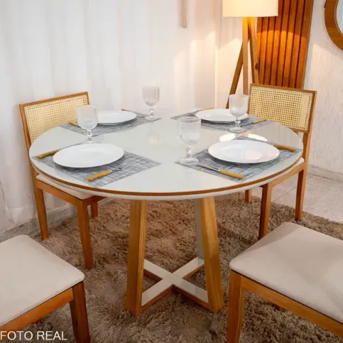Mesa de Jantar Atlanta 1,20m_4 Cadeiras  Madeira Maciça  Pronta Entrega!!