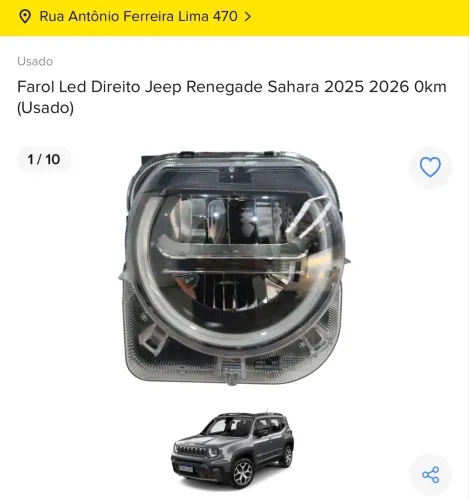 Farol LED Direito Jeep Renegade Sahara 2026 