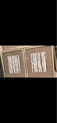 Quadros Decorativos Liberal Marini com Moldura Dourada e vidro- Nature