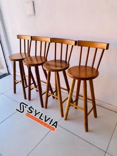BANQUETAS 70CM ANGELIN ASSENTO REDONDO COM ENCOSTO