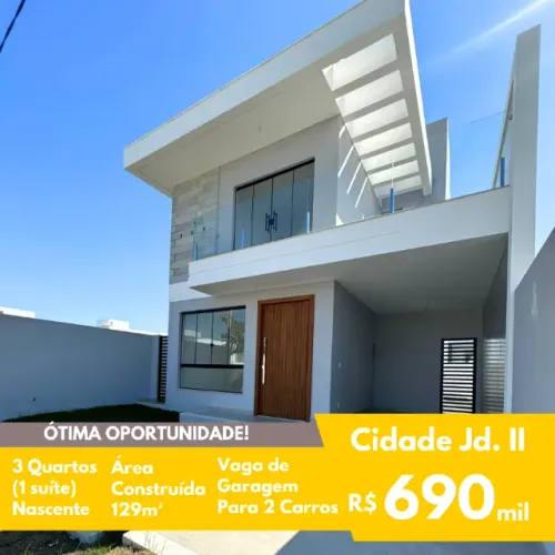 FIT - Venda - Casa Duplex - Cond. Cidade Jd. II - 3 Quartos (1 suíte) - Nascente