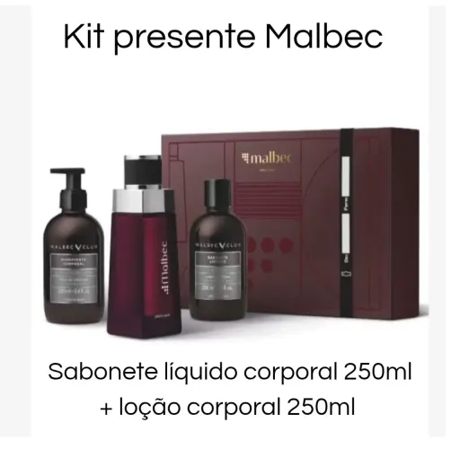 Kit presente Malbec tradicional com 3 itens O Boticário 