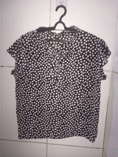 Blusa de Poá Preta Feminino G 