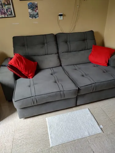 Sofá retrátil 3 lugares (cinza)