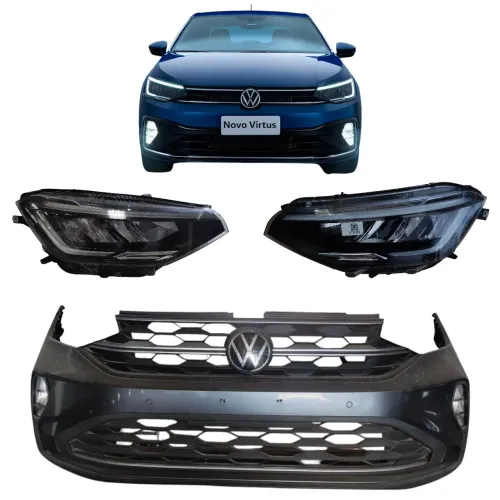 FRENTE PARACHOQUE E FARÓIS VOLKSWAGEN VIRTUS HIGHLINE 2023 C/NF E GARANTIA PRONTA ENTREGA