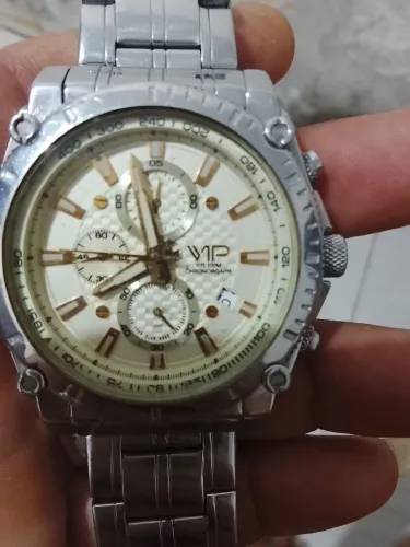 Relogio VIP top todo no aço cronógrafo 3 chaves semi novo