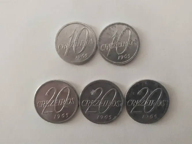 Brasil Lote Com 5 Moedas 1965 10 20 Cruzeiros