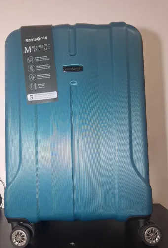 Mala Samsonite Média Azul 67L 65x45x29cm 4 Rodas - NOVA