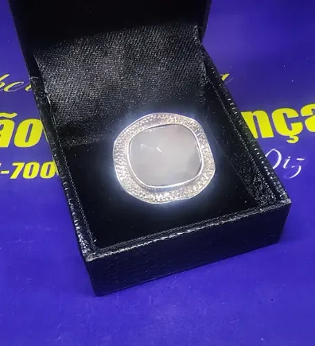 Anel Pedra Rosa  Prata 950 Peso 8.57 Gramas 20 mm                                         