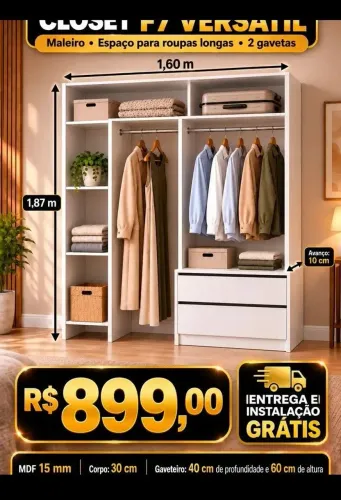 CLOSET MDF NOVO ENTREGA INSTALAÇÃO GRÁTIS