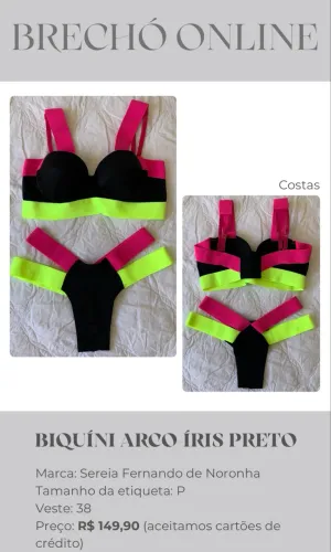 Biquíni Arco-Iris Preto Novo com Etiqueta