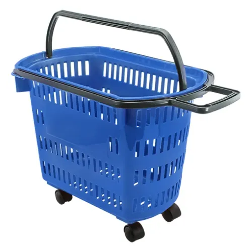 7198 - CESTA PLASTICA D-300 AZUL DE 30L C/RODAS  / MARCA: DELLAPLAST