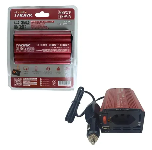 Inversor automotivo 200w 12v para 127v - transformador energia tomada pra carro