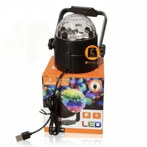 Projetor GLOBO DE LUZ Ajustável USB colorido, para festas e Decoração 