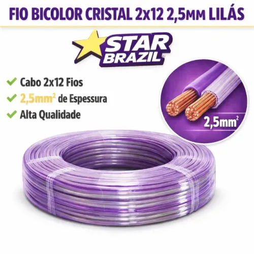 FIO BICOLOR CRISTAL 2X12 2,5MM LILAS STAR BRAZIL