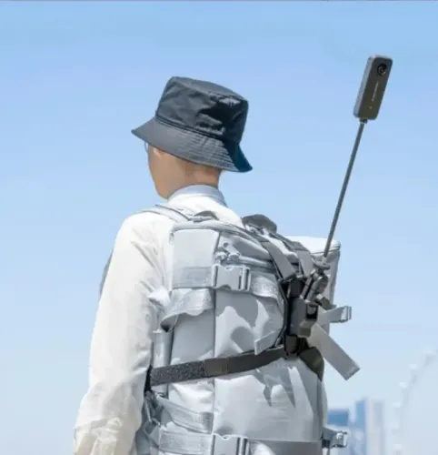 Suporte de Mochila para Câmeras 360 e Action Cams - Giro 360° Presilha Reforçada