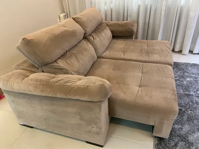Sofá retrátil bege 
