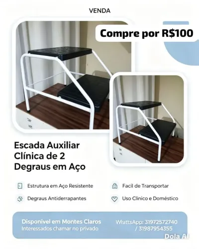 Escada clínica com 2 degraus - ideal para maca