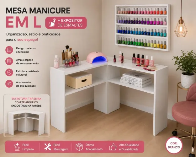 Mesa para manicure + expositor de esmalte