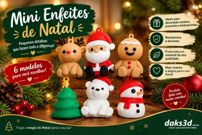 Conjunto de seis pequenos enfeites de Natal