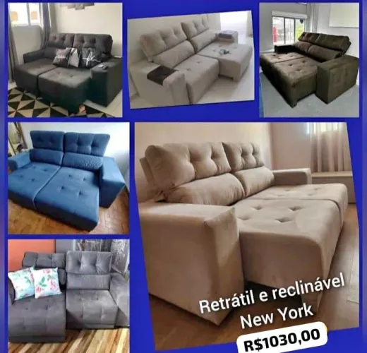 SOFÁ NEW YORk RETRÁTIL E RECLINÁVEL 2,00M<br>RETRATIL E RECLINÁVEL