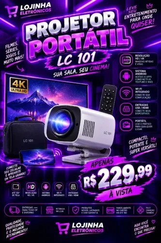 PROJETOR PORTÁTIL HY300 HD/4K/ANDROID-LACRADO/GARANTIA/ENTREGA