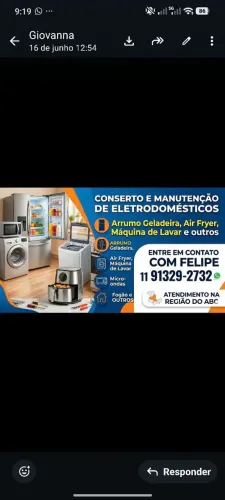 Concerto geladeira, máquina e outros eletrônicos 