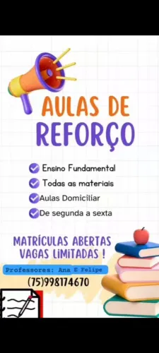 Aulas de reforço escolar, do 1° ao 5° ano!
