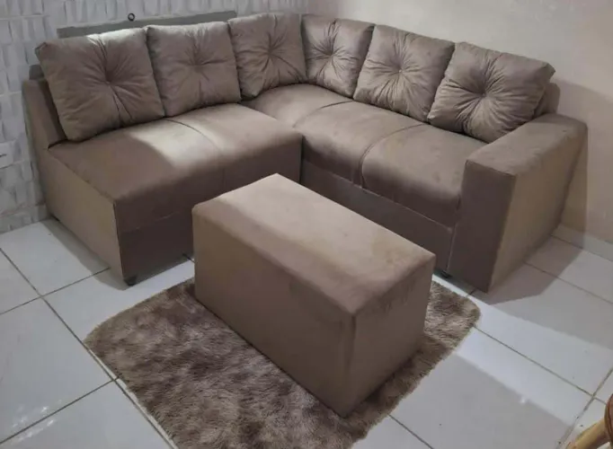 Sofá de canto com puff novo lacrado
