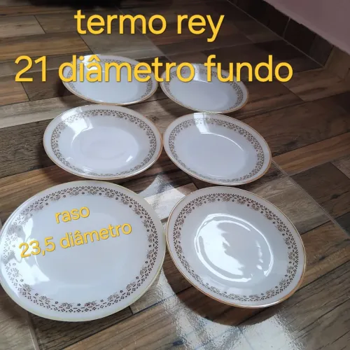 5 pratos fundos 1 raso refeição termo rey 