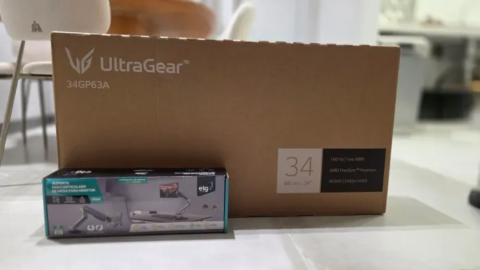 Kit monitor UltraGear 34" LG + Suporte Articulado Elg 