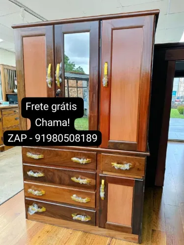 Guarda roupa de solteiro 5 gavetas madeira Ypê NOVO!