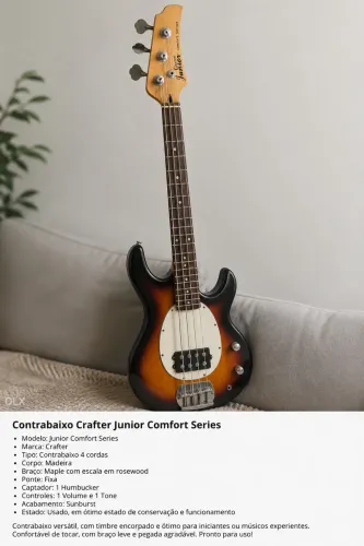 Contrabaixo Crafter Junior Comfort Series 4 Cordas + 2 Cabos Inclusos