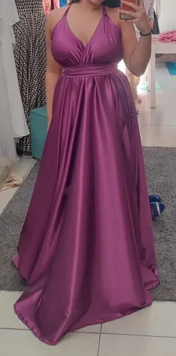Vestido de festa roxo cintilante- tamanho único